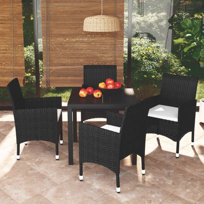 5-tlg. Garten-Essgruppe mit Kissen Poly Rattan Schwarz - Pazzar.ch