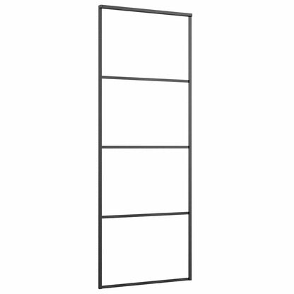 Schiebetür ESG-Glas und Aluminium mattiert 76x205 cm Schwarz