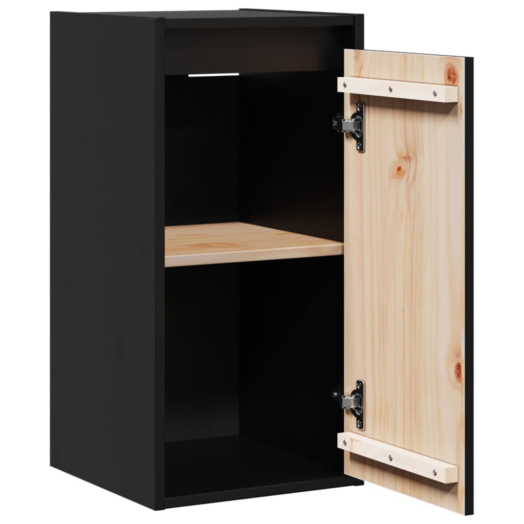 Wandschrank Schwarz 30x30x60 cm Massivholz Kiefer