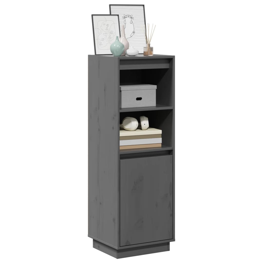 Highboard Grau 37x34x110 cm Massivholz Kiefer