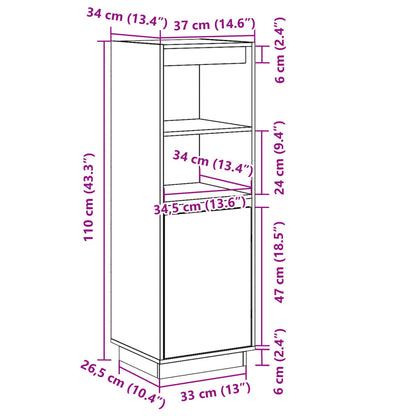 Highboard Grau 37x34x110 cm Massivholz Kiefer - Pazzar.ch