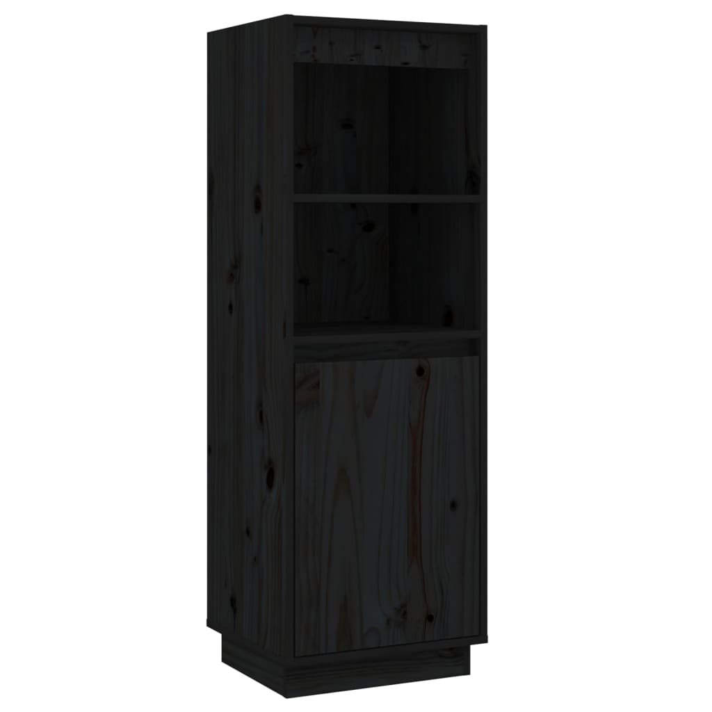 Highboard Schwarz 37x34x110 cm Massivholz Kiefer - Pazzar.ch