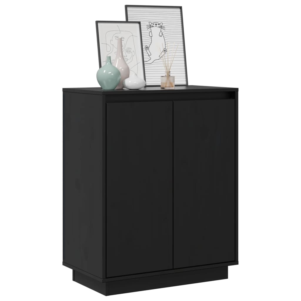 Sideboard Schwarz 60x34x75 cm Massivholz Kiefer - Pazzar.ch