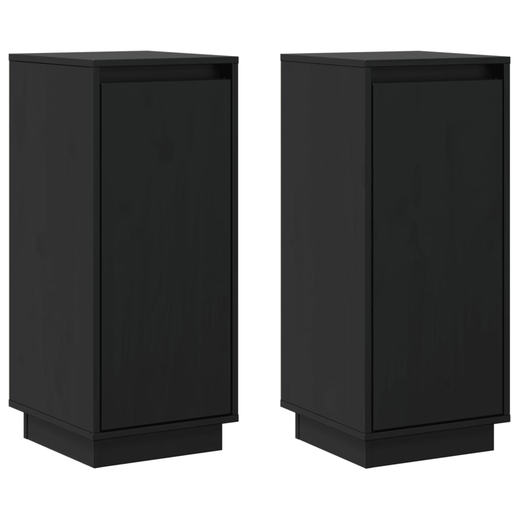 Sideboards 2 Stk. Schwarz 31,5x34x75 cm Massivholz Kiefer - Pazzar.ch