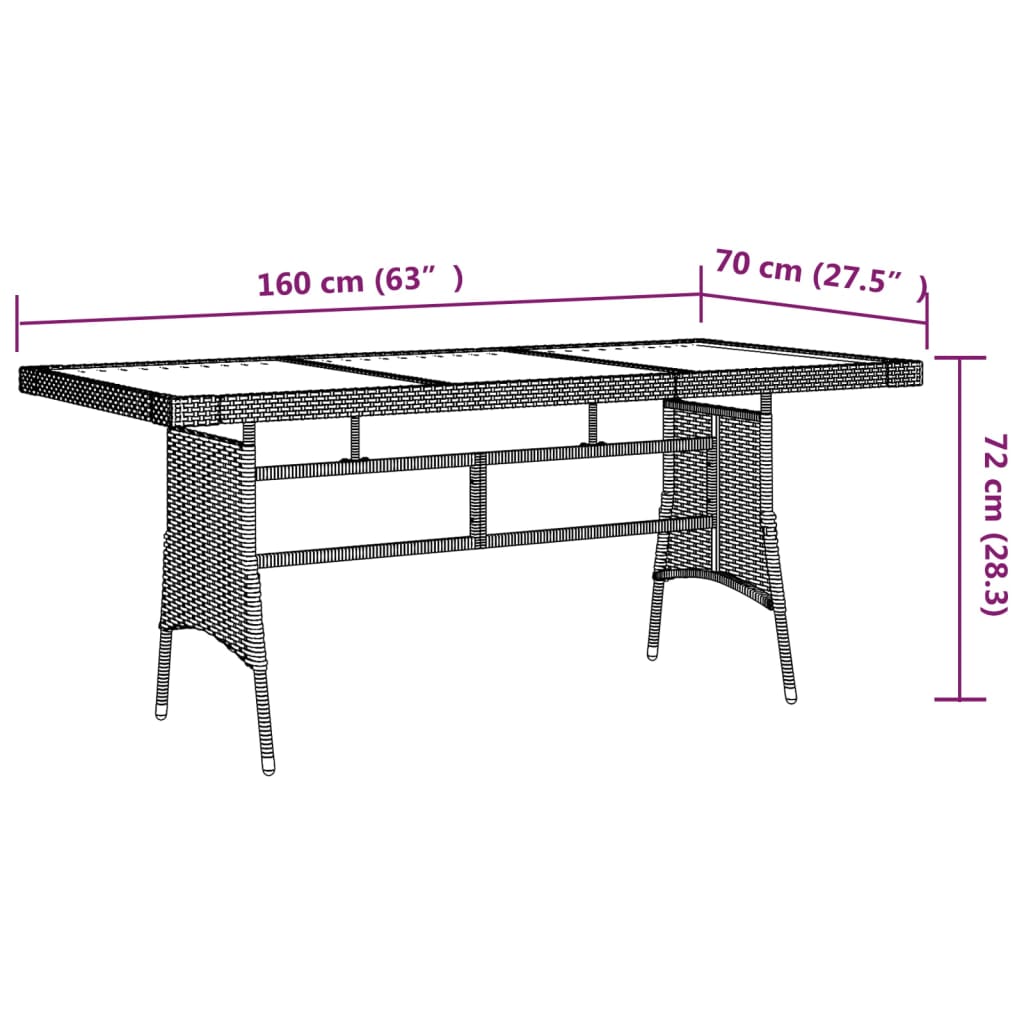 Gartentisch Schwarz 160x70x72cm Poly Rattan & Massivholz Akazie - Pazzar.ch