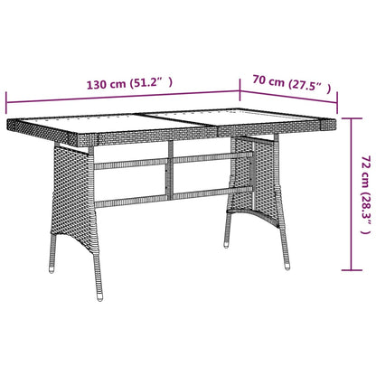 Gartentisch Grau 130x70x72 cm Poly Rattan & Massivholz Akazie - Pazzar.ch