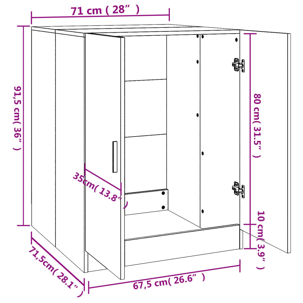 Waschmaschinenschrank Grau Sonoma 71x71,5x91,5 cm - Pazzar.ch