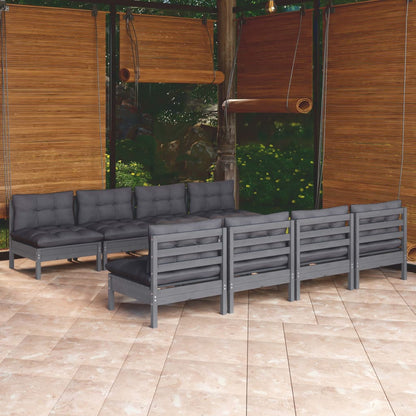 9-tlg. Garten-Lounge-Set mit Kissen Kiefer Massivholz - Pazzar.ch