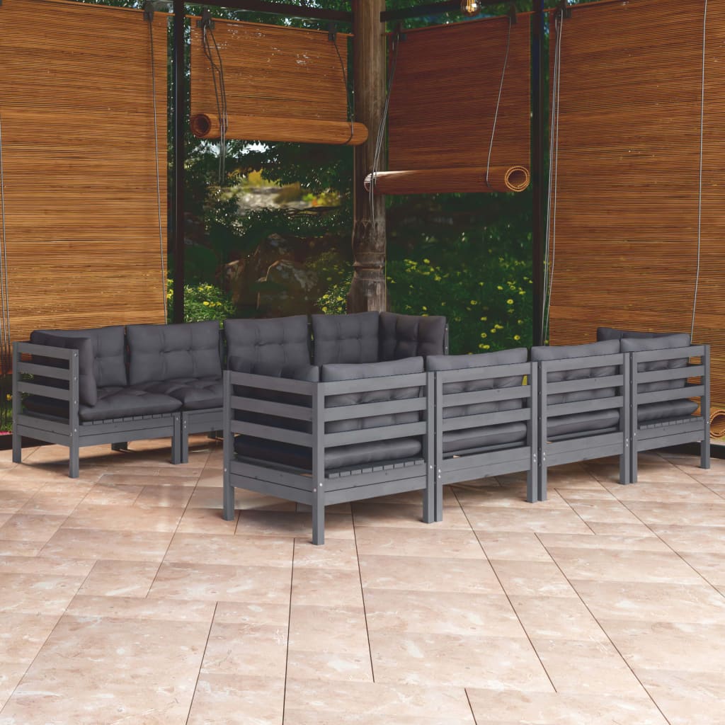 9-tlg. Garten-Lounge-Set mit Kissen Kiefer Massivholz - Pazzar.ch