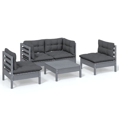 5-tlg. Garten-Lounge-Set mit Kissen Kiefer Massivholz - Pazzar.ch