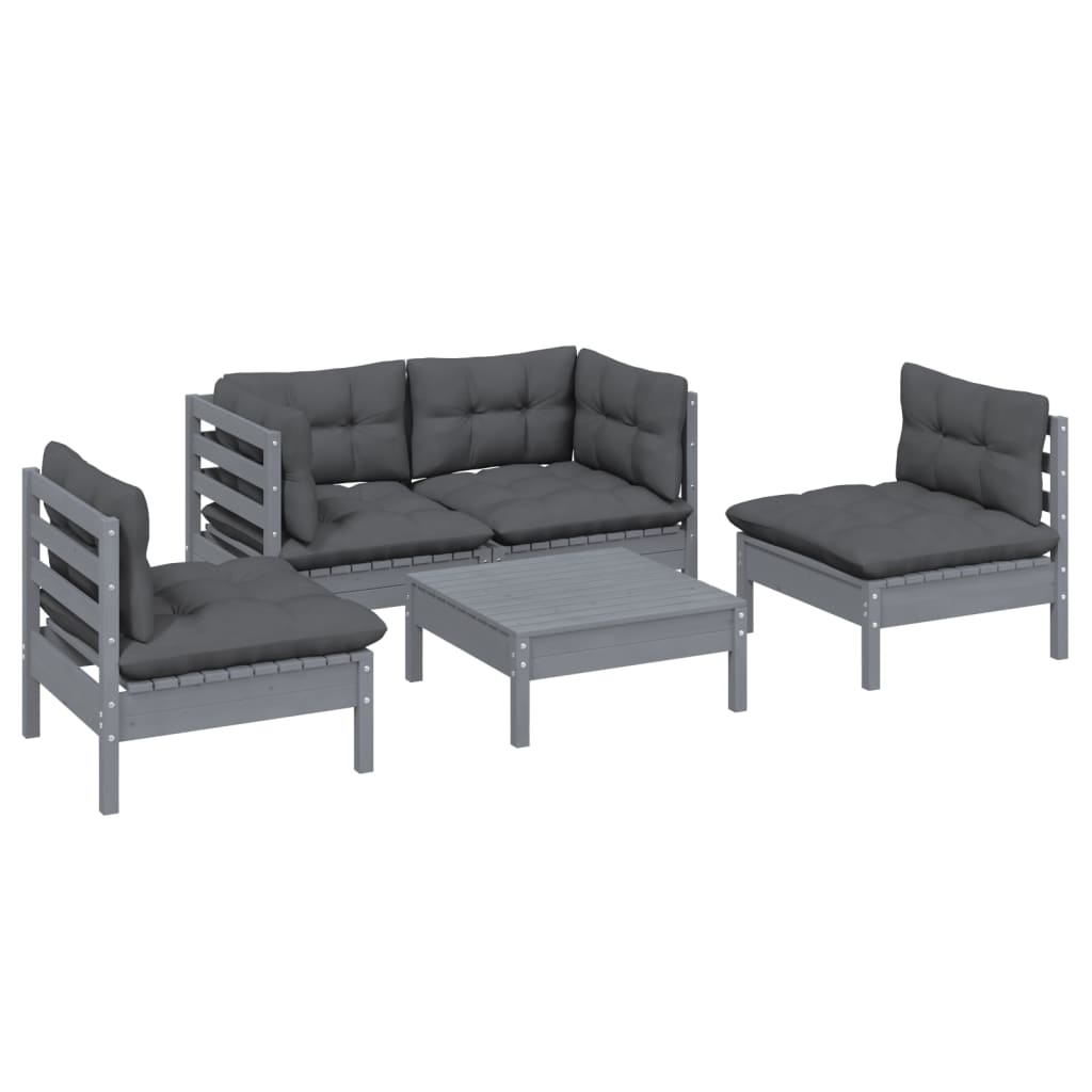 5-tlg. Garten-Lounge-Set mit Kissen Kiefer Massivholz - Pazzar.ch