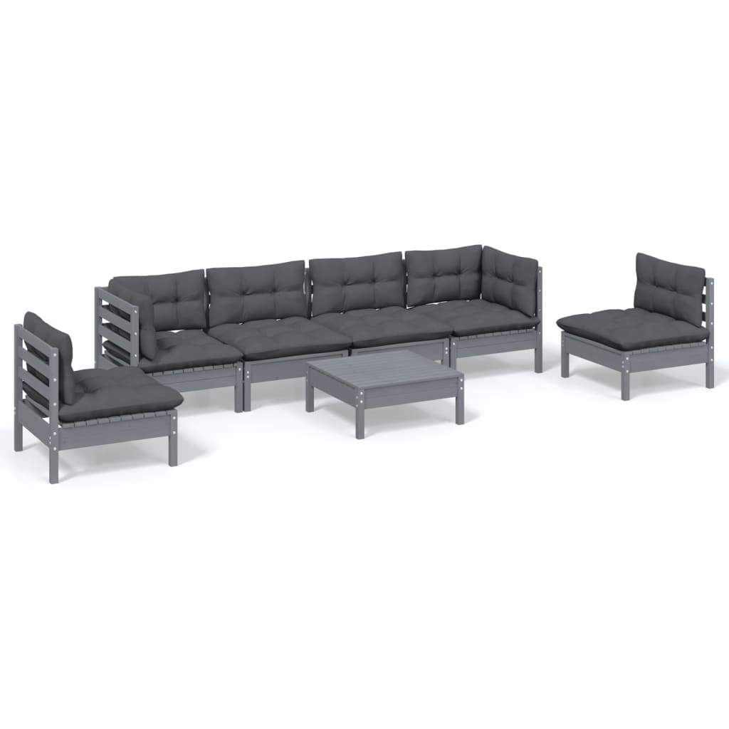 7-tlg. Garten-Lounge-Set mit Kissen Kiefer Massivholz - Pazzar.ch