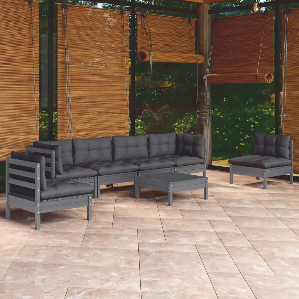 7-tlg. Garten-Lounge-Set mit Kissen Kiefer Massivholz - Pazzar.ch