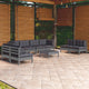 9-tlg. Garten-Lounge-Set mit Kissen Kiefer Massivholz