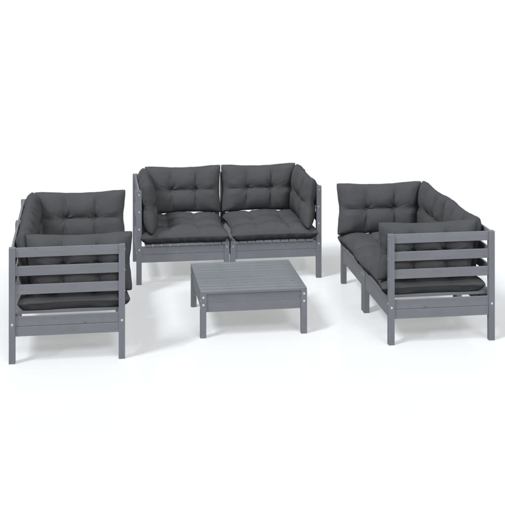 7-tlg. Garten-Lounge-Set mit Kissen Kiefer Massivholz - Pazzar.ch