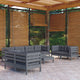 9-tlg. Garten-Lounge-Set mit Kissen Kiefer Massivholz