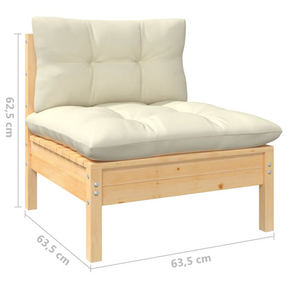 10-tlg. Garten-Lounge-Set mit Creme Kissen Massivholz Kiefer - Pazzar.ch