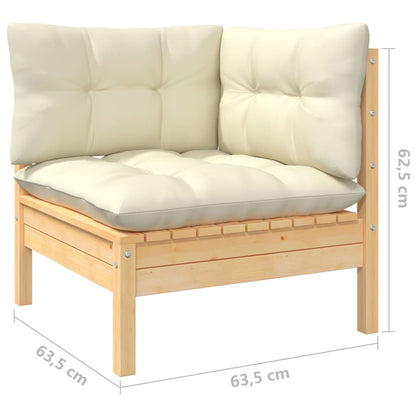 10-tlg. Garten-Lounge-Set mit Creme Kissen Massivholz Kiefer - Pazzar.ch