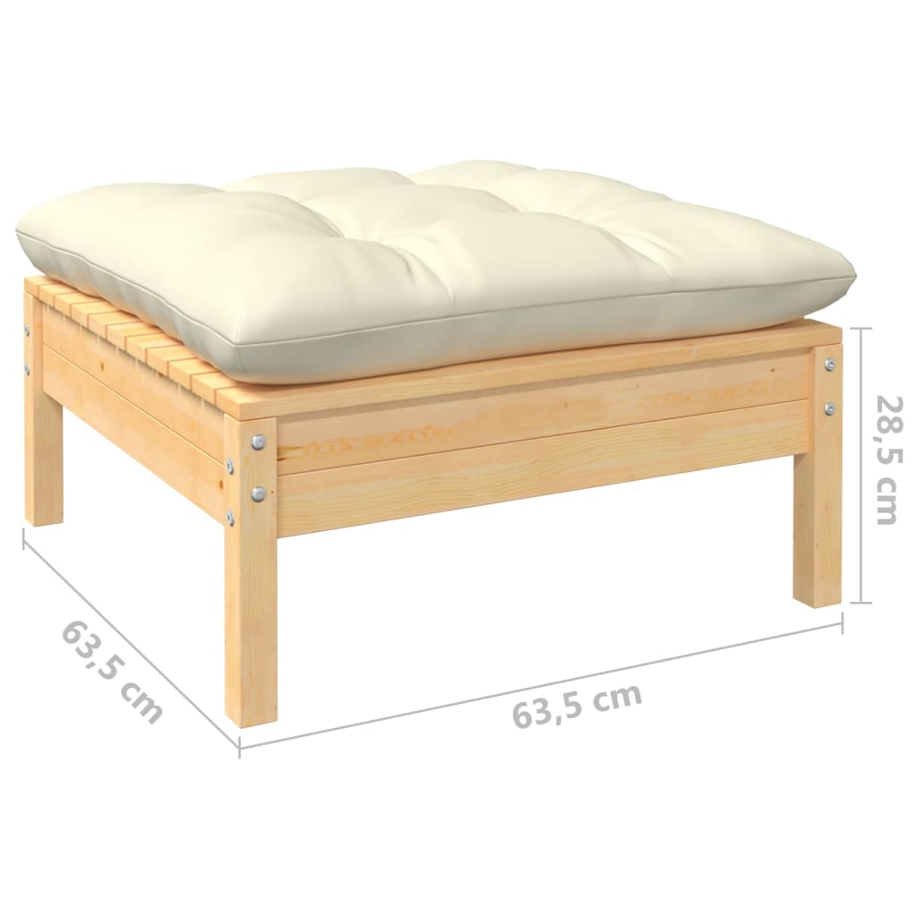 10-tlg. Garten-Lounge-Set mit Creme Kissen Massivholz Kiefer - Pazzar.ch