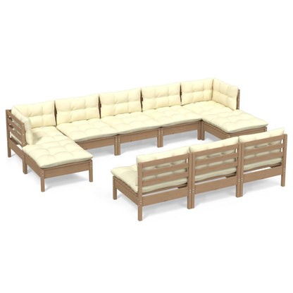 10-tlg. Garten-Lounge-Set mit Kissen Honigbraun Kiefernholz - Pazzar.ch