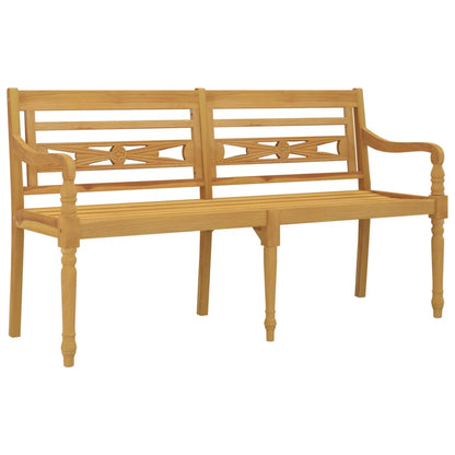 Batavia-Bank mit Creme Kissen 150 cm Massivholz Teak - Pazzar.ch