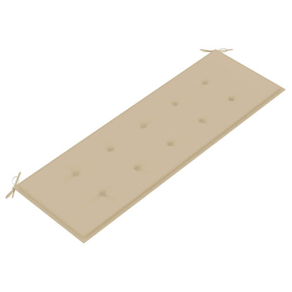 Batavia-Bank mit Beigem Kissen 150 cm Massivholz Teak - Pazzar.ch