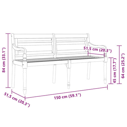 Batavia-Bank mit Beigem Kissen 150 cm Massivholz Teak - Pazzar.ch