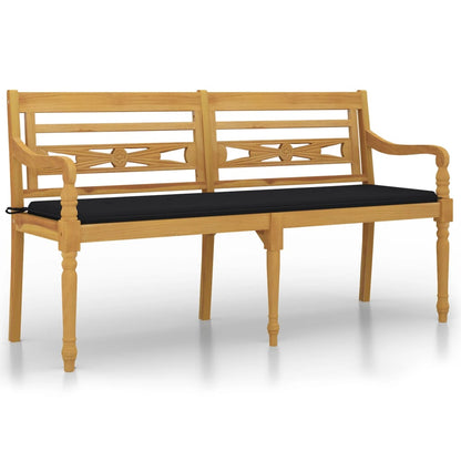 Batavia-Bank mit Schwarzem Kissen 150 cm Massivholz Teak - Pazzar.ch