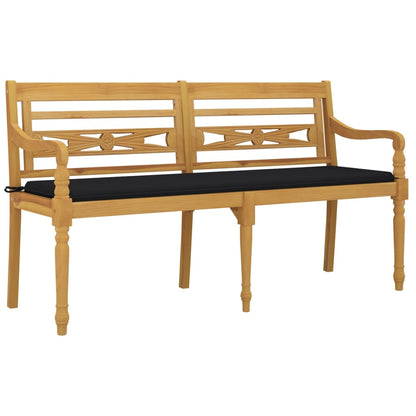 Batavia-Bank mit Schwarzem Kissen 150 cm Massivholz Teak - Pazzar.ch