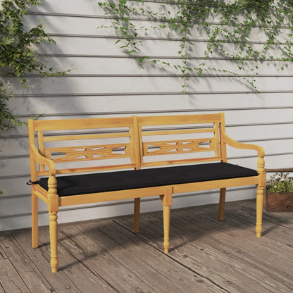 Batavia-Bank mit Schwarzem Kissen 150 cm Massivholz Teak - Pazzar.ch