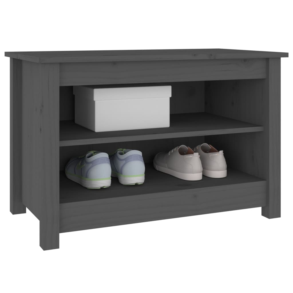 Schuhbank Grau 70x38x45,5 cm Massivholz Kiefer - Pazzar.ch