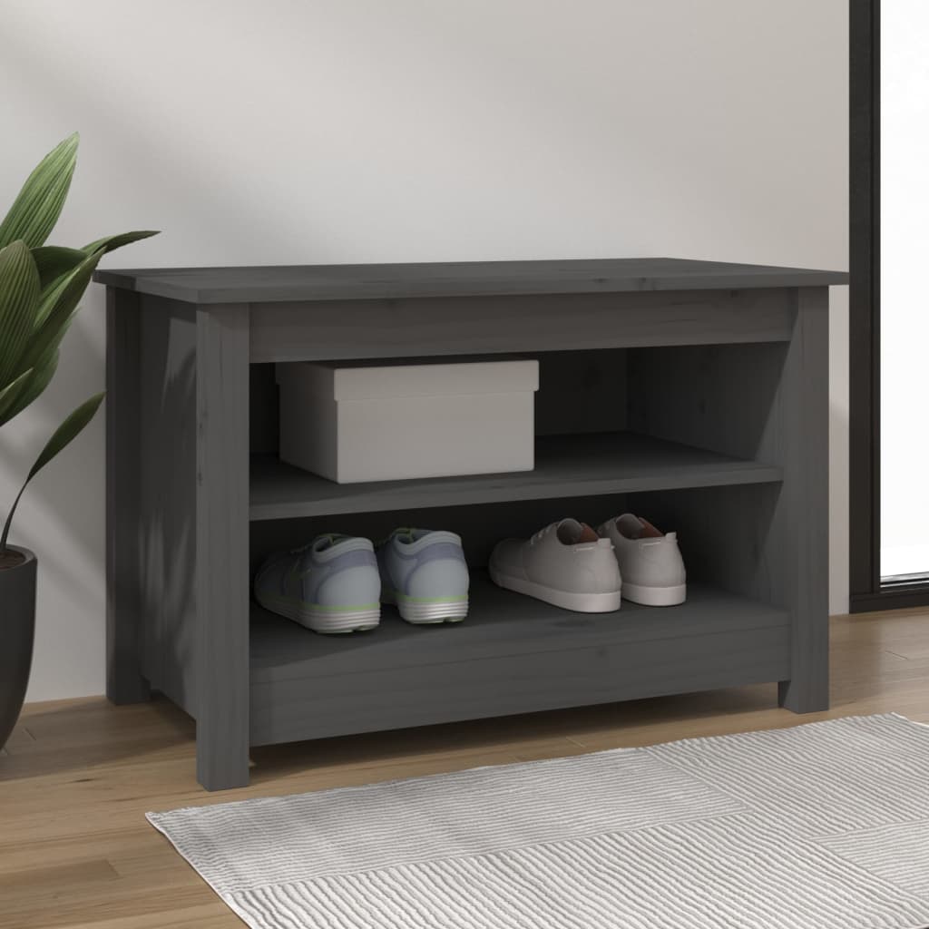 Schuhbank Grau 70x38x45,5 cm Massivholz Kiefer - Pazzar.ch