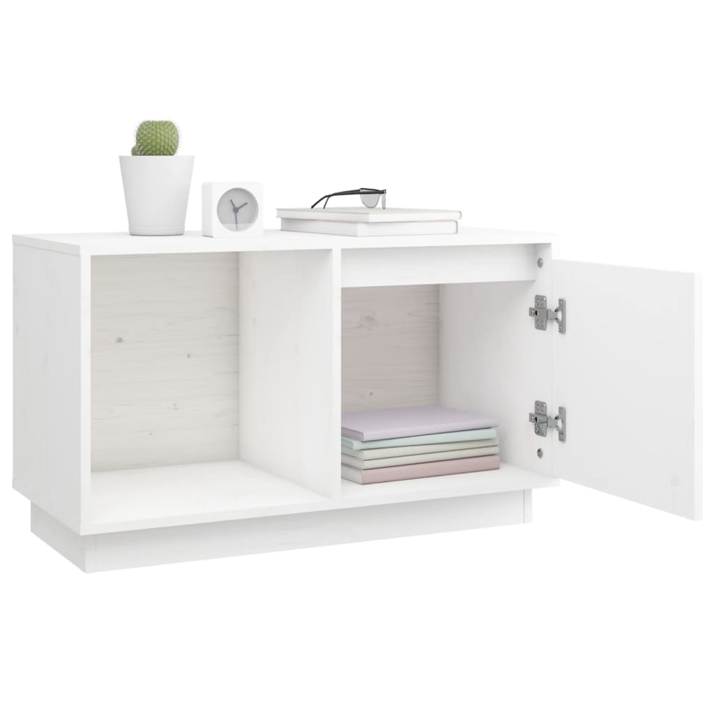 TV-Schrank Weiß 74x35x44 cm Massivholz Kiefer - Pazzar.ch