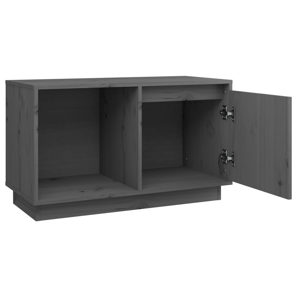 TV-Schrank Grau 74x35x44 cm Massivholz Kiefer