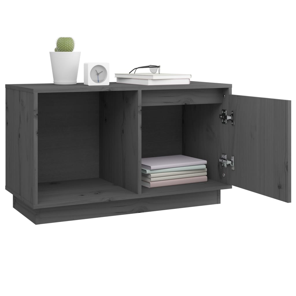 TV-Schrank Grau 74x35x44 cm Massivholz Kiefer - Pazzar.ch