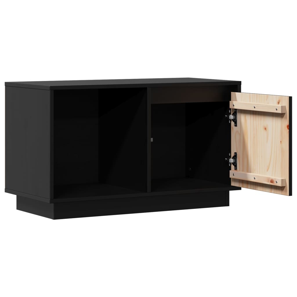 TV-Schrank Schwarz 74x35x44 cm Massivholz Kiefer