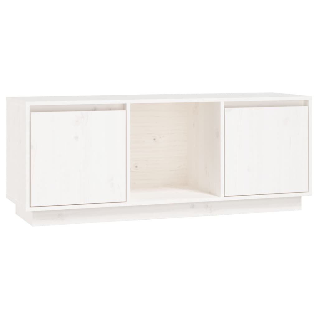 TV-Schrank Weiß 110,5x35x44 cm Massivholz Kiefer - Pazzar.ch