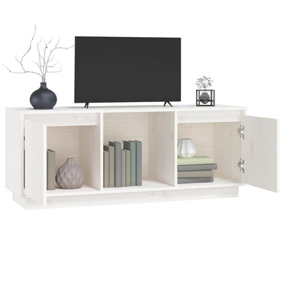 TV-Schrank Weiß 110,5x35x44 cm Massivholz Kiefer - Pazzar.ch