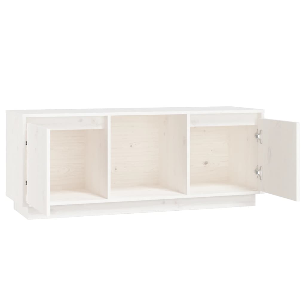 TV-Schrank Weiß 110,5x35x44 cm Massivholz Kiefer