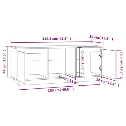 TV-Schrank Grau 110,5x35x44 cm Massivholz Kiefer - Pazzar.ch