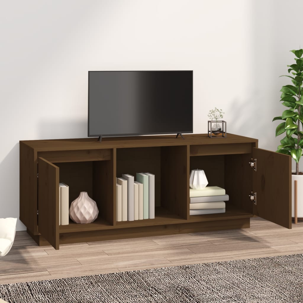 TV-Schrank Honigbraun 110,5x35x44 cm Massivholz Kiefer