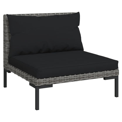 4-tlg. Garten-Lounge-Set mit Kissen Poly Rattan Dunkelgrau - Pazzar.ch