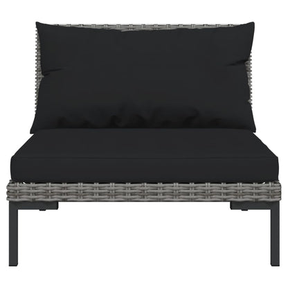4-tlg. Garten-Lounge-Set mit Kissen Poly Rattan Dunkelgrau - Pazzar.ch