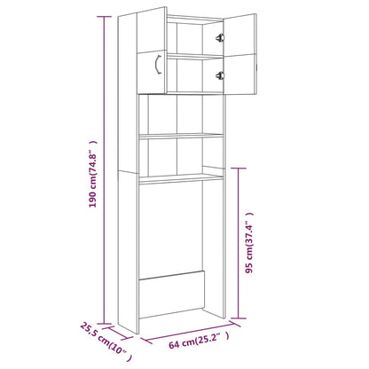 Waschmaschinenschrank Grau Sonoma 64x25,5x190 cm - Pazzar.ch