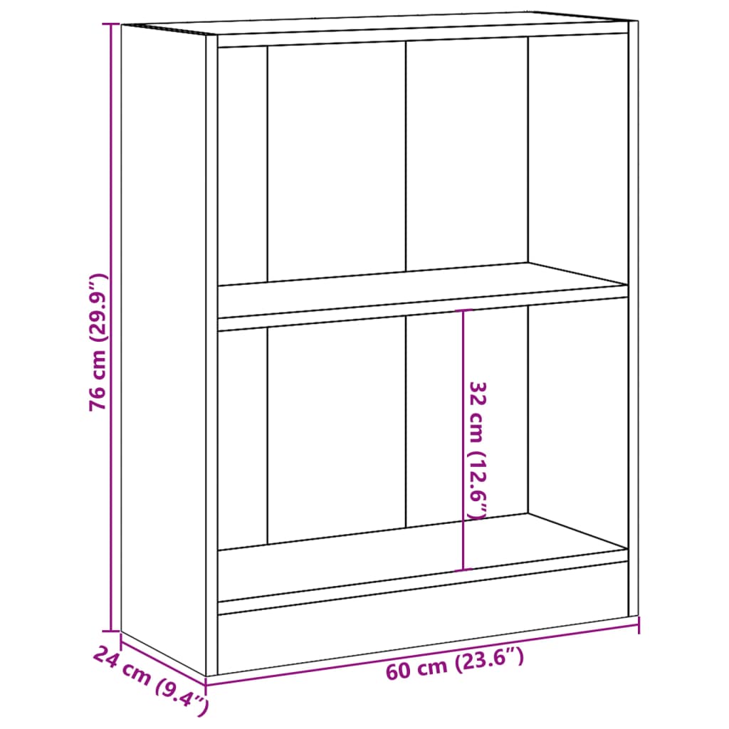 Bücherregal Grau Sonoma 60x24x76 cm Holzwerkstoff - Pazzar.ch