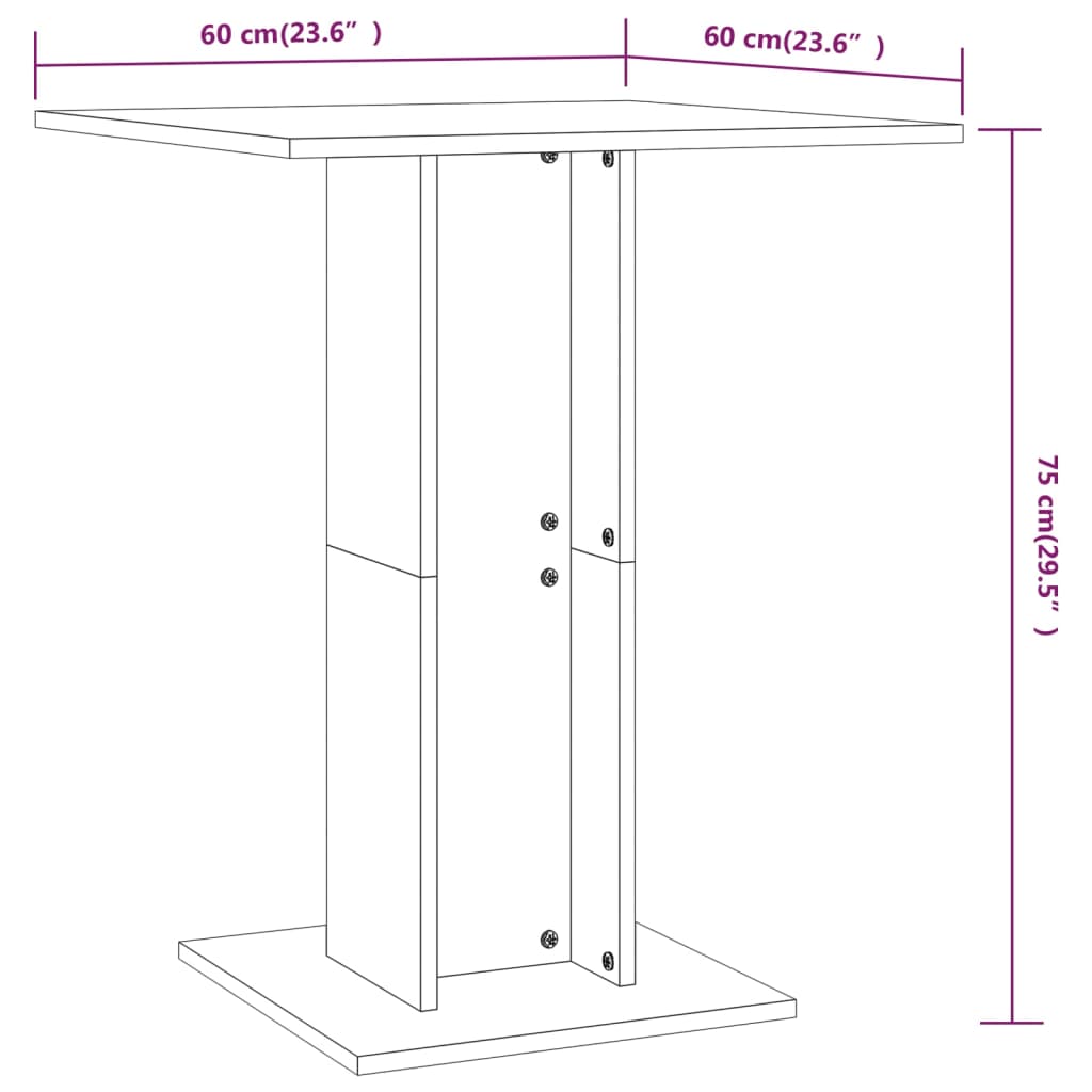 Bistrotisch Braun Eichen-Optik 60x60x75 cm Holzwerkstoff - Pazzar.ch