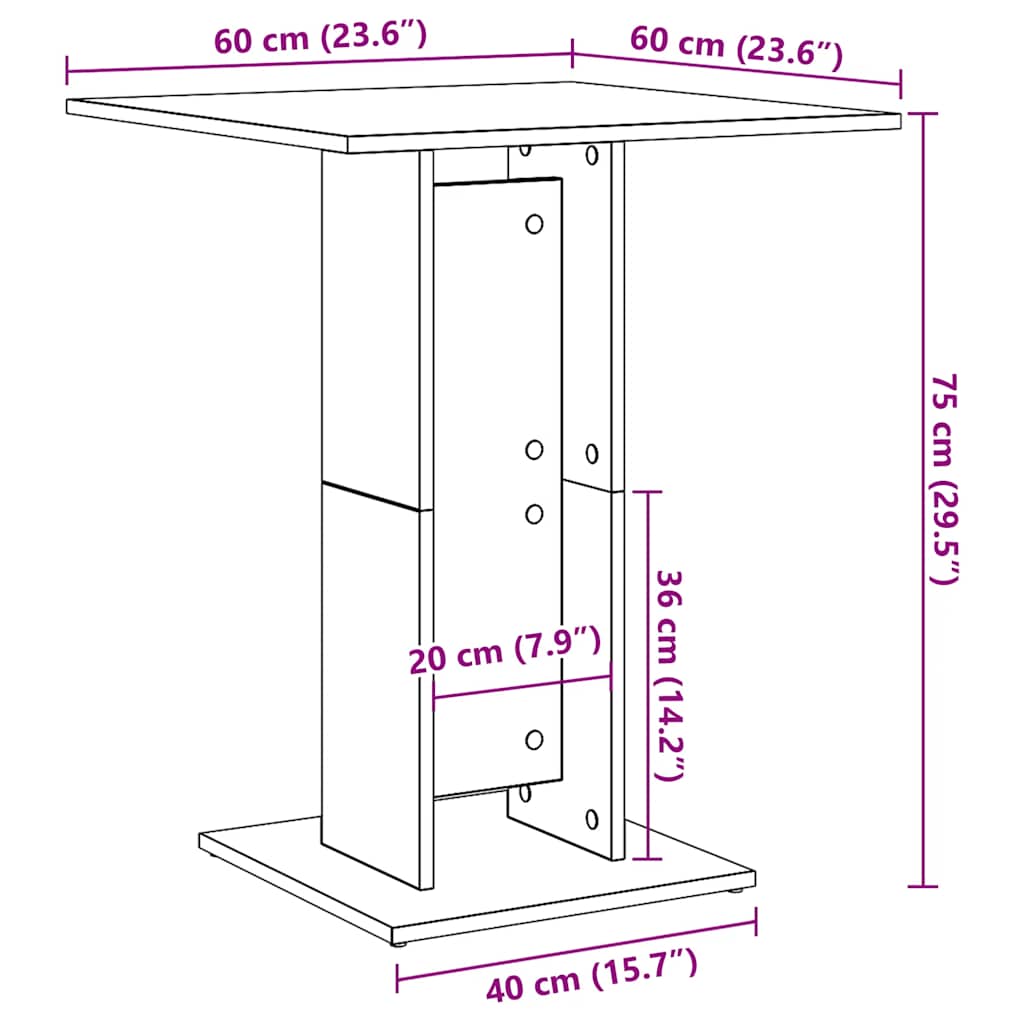 Bistrotisch Braun Eichen-Optik 60x60x75 cm Holzwerkstoff - Pazzar.ch