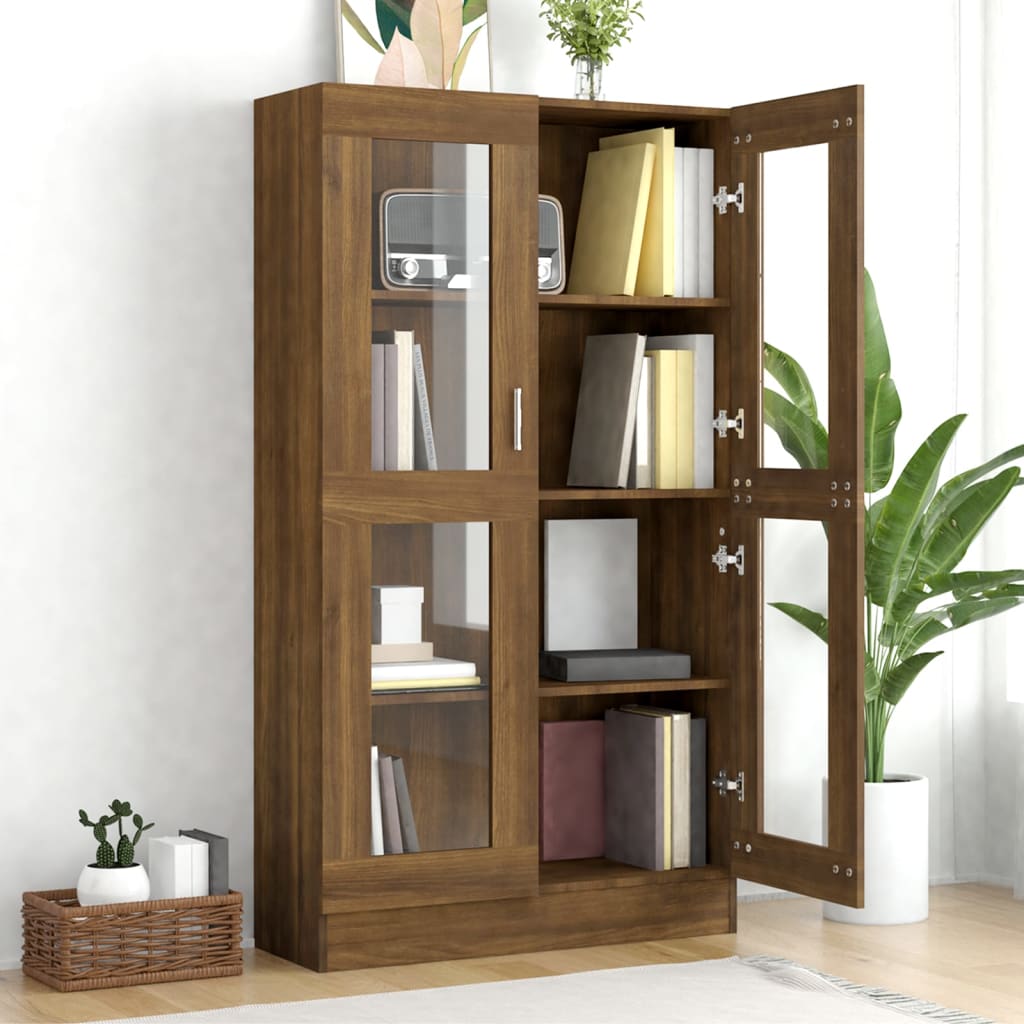 Vitrinenschrank Braun Eiche-Optik 82,5x30,5x150cm Holzwerkstoff - Pazzar.ch
