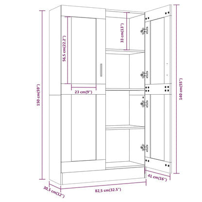 Vitrinenschrank Braun Eiche-Optik 82,5x30,5x150cm Holzwerkstoff - Pazzar.ch