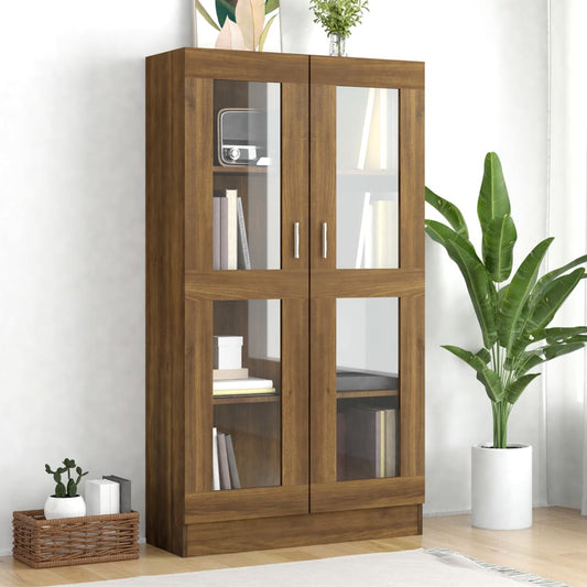 Vitrinenschrank Braun Eiche-Optik 82,5x30,5x150cm Holzwerkstoff - Pazzar.ch